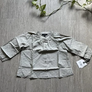 Victoria Beckham Target Girls Button Shirt Dotted Embroidered Nwt M Light Green - Picture 1 of 6