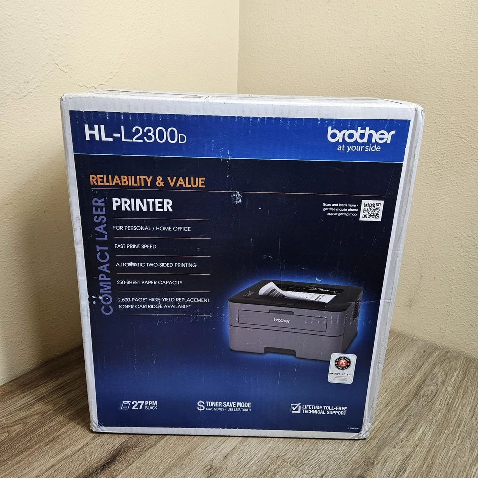 Brother HL-L2300D Monochrome Laser Printer with Duplex Printing - FACTORY SEALED - Image 1 of 4