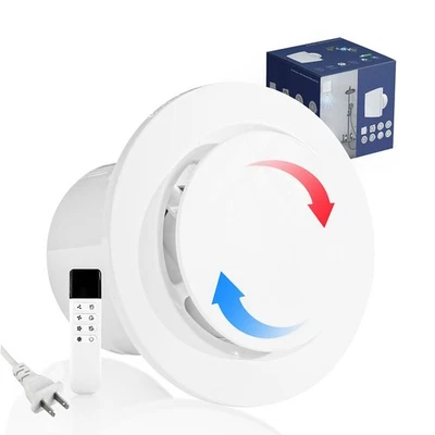 4in Bathroom Exhaust Fan, With Reversible Remote Control Wall Mount Ventilati... - Image 1 of 4