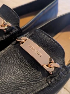 Authentic Coach Leather Loafers with Chain Detail - Picture 1 of 3
