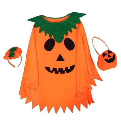 Conjunto de Disfraz de Calabaza Adulto Halloween Calabaza Capa Diadema y Bolsa de Caramelos Foto 1 de 4