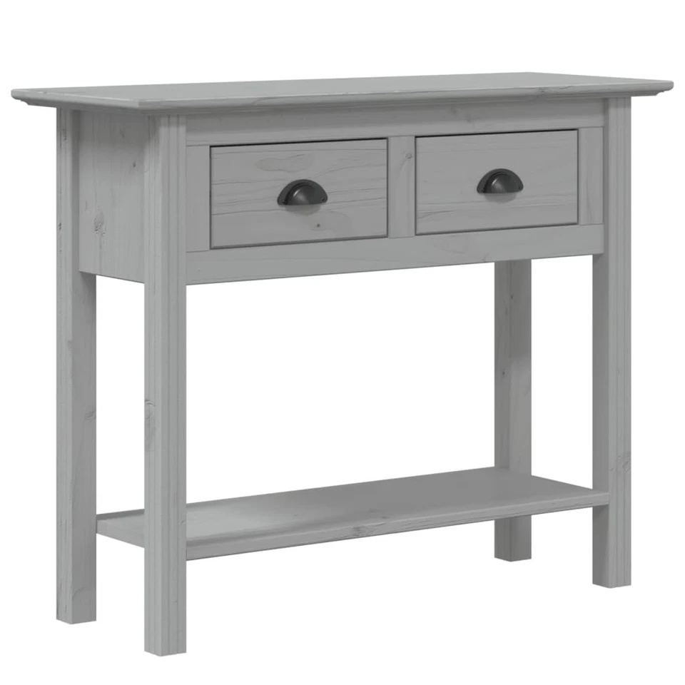 Console Table Grey Solid pine wood engineered wood metal Medium
