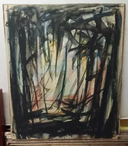 RENALDO NUZZOLESE TECNICA MISTA SU CARTA INFORMALE ASTRATTO 50x41 CM COLORATO - Foto 1 di 7