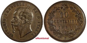 Italy Vittorio Emanuele II Copper 1866 H 10 Centesimi Birmingham KM# 11.3 (329) - Picture 1 of 3