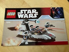 LEGO STAR WARS 7668 MANUAL.  Manual  only.  Rebel Scout Speeder.