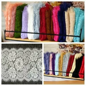 3 Meters Wide Lace Mesh Fabric Edge Trim Edging Wedding Dress Skirt Floral - Picture 1 of 29