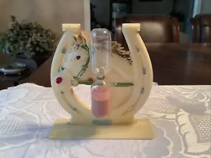 Vintage Yellow Hand Painted Plastic Horseshoe Horse Racing Great Britain - Picture 1 of 9