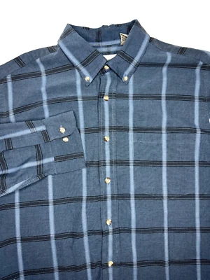 Vintage Sears Roebuck Men's Shirt Size XL Long Sleeve Button Up Blue Plaid - Image 1 of 4