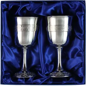 Copas de peltre medievales con tallo presentación en caja ideal regalo de boda - Imagen 1 de 5