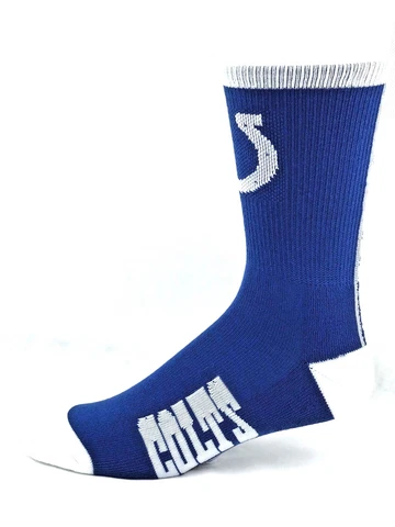 Indianapolis Colts Football Blue White Line Down Leg Deuce Crew Socks Cover