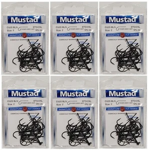 (Lotto di 6 pezzi) GANCI MOSCA Mustad Signature C52SNP-2-25 STD/2XL Stinger Deer Nero - Foto 1 di 6