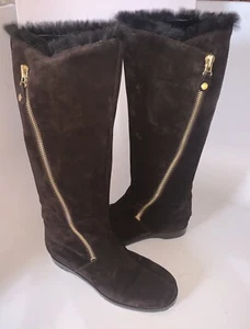 Womens Authentic Jimmy Choo Brown Pull On Fur-lined Flat Boots EU Size 36 w/ Box - Picture 1 of 10