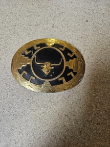 Fibbia per cintura Made In Mexico corno lungo rodeo mucca tono oro. - Foto 1 di 6