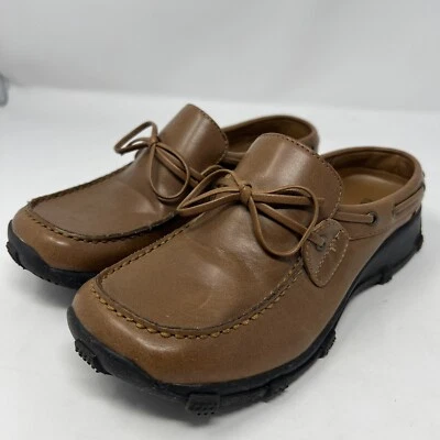 Zuecos de imitación de cuero tostado camel Fashion Bug para mujer talla 6M usados, ligeramente usados Foto 1 de 4