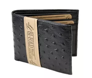 Billetera plegable con estampado de avestruz para hombre con ranuras para tarjetas - negra - Imagen 1 de 7