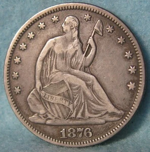 1876 Seated Liberty Silver Half Dollar Near High Grade Old US Coin - Picture 1 of 5