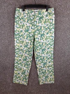 Liz Claiborne Audra Floral Pants Womens 12 Green Yellow Mid Rise Straight Casual - Picture 1 of 12