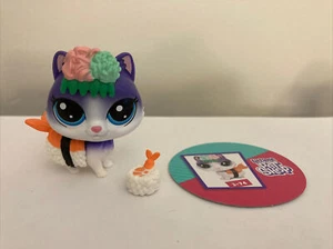 🌟RARE Littlest Pet Shop 3-74 Purple SUSHIKO CATSON Cat SUSHI COSTUME Hungry LPS - Picture 1 of 6