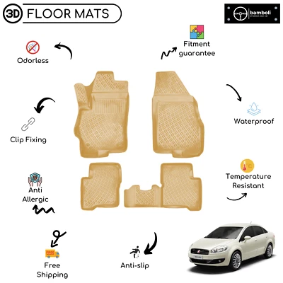 Alfombrilla de goma moldeada personalizada para Fiat Linea 2007 - beige arriba Foto 1 de 4