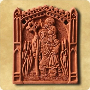 St Christopher Carrying Jesus Norfolk Norton Worcs Museum Hand Craft Wall Tile - Picture 1 of 1