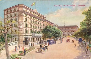 ROME, ITALY - HOTEL WINDSOR - HORSE-DRAWN OLD RICHTER POSTCARD VIEW - Picture 1 of 2