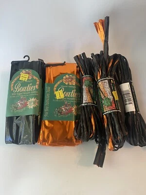 Halloween Craft Ribbon Lot Orange Black BOWTIES Wire Edge Metallic Twist Paper - Image 1 of 4