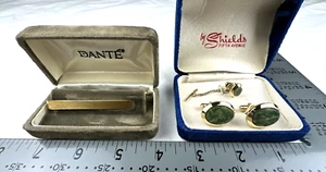 Vintage Dante Cufflinks/ Tie Pin Set, & Tie Bar, Orig Velvet Boxes, Free Ship - Picture 1 of 12
