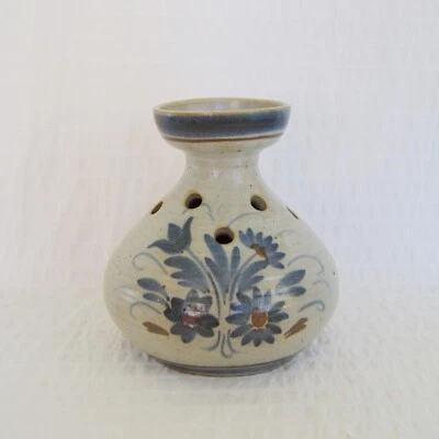 Vintage Keraluc Pottery Quimper Brittany France Hand Thrown Floral Blue Vase - Image 1 of 4
