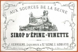 Ancienne etiquette"sirop d'épine-vinette"Aux sources de la Seine.J.Verrière-R544 - Foto 1 di 2