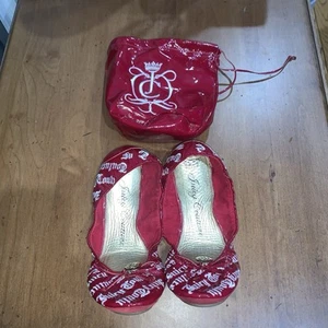 Juicy Couture Ballet Ballerina Flats with Pouch Red Maroon Women’s 8M - Picture 1 of 11