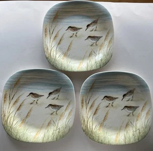 (3) Vintage Keller-Charles 100% Melamine Ocean Beach Scene Sandpipers 8” Plates - Bild 1 von 8