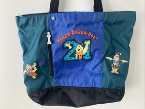 Vintage Flintstones Tote Bag 1994 w/ Bone Zippers and Handles Sports Fred 17” - Picture 1 of 16