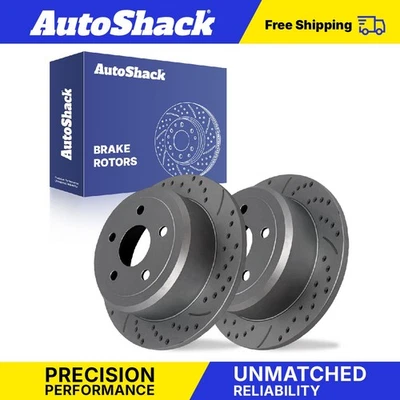 Rear Drilled Slotted Brake Rotors Pair for Jeep Wrangler 2018 Wrangler JK - Image 1 of 3