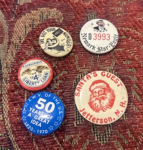 5 Vintage Pinbacks Political - Picture 1 of 13