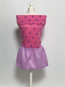Barbie Doll Clothes Pink Dress Purple Hearts FASHION FINDS 1990 Mattel D924 - Picture 1 of 3