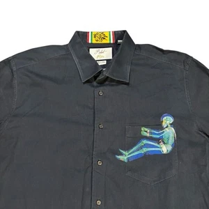 Robert Graham Edizione Limitata Auto da Corsa Button Down 35/54 Uomo XL Grigio Racing - Foto 1 di 12