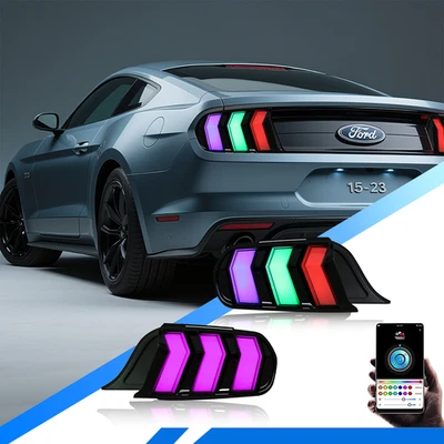 RGB Tail Lights For 2015-2023 Ford Mustang LED Sequential Signal Brake Lights Foto 1 de 4