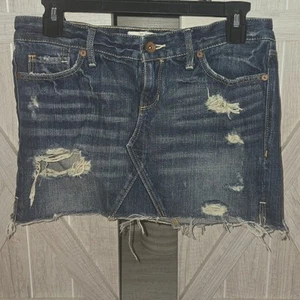 Y2K Fashion ABERCROMBIE & FITCH Women's Distressed Denim Skirt Size 0 - Picture 1 of 11