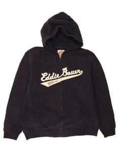 EDDIE BAUER Mens Graphic Zip Hoodie Sweater Large Navy Blue Cotton BV19 - Picture 1 of 3