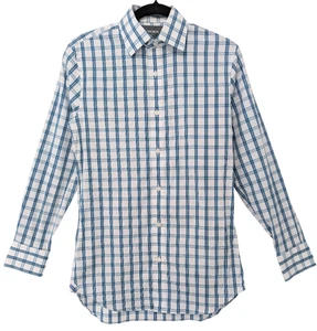 Bonobos Stretch Tailored Slim Fit Long Sleeve Blue Plaid Check Shirt 14.5/32 - Picture 1 of 9