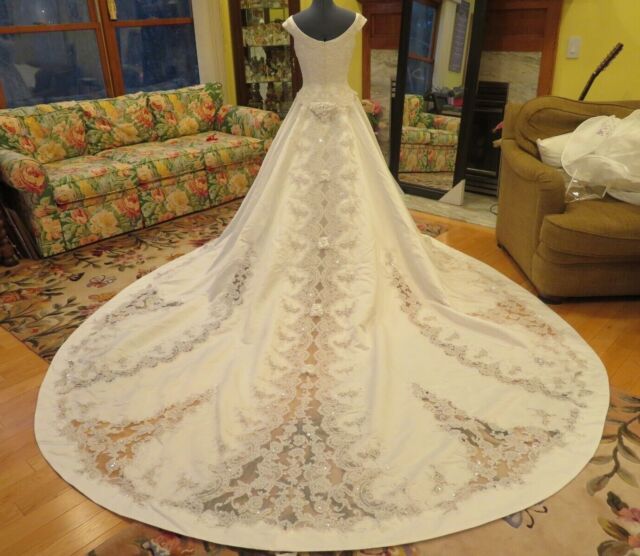 P305 Movie Costume Cinderella 2015 ivory gown wedding bridal 100cm long  train from angel-secret