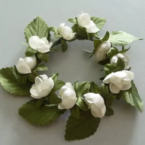 Kerzenringe Serviettenringe Kugelblüten Hochzeit Taufe creme 7cm Menge nach Wahl - Bild 1 von 7