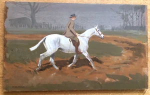B.Shiffner  Signed Painting On Board Framed Women Riding A Horse Original - Picture 1 of 9