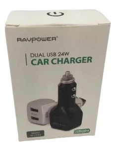 Dual USB Car Charger 2 Inputs For Charging Devices 24W Black - Picture 1 of 11