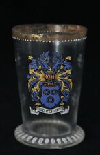 antique ca. 1880 F. Heckert enameled glass beaker with coat of arms family Harte