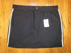 NWT Dorothy Perkins Black Denim with Sparkly Metallic Stripe Mini Skirt, Sz 16 - Picture 1 of 6