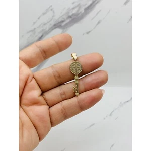 14k gold pendant st Benedict key ❤️ llave San Benito Oro - Picture 1 of 5