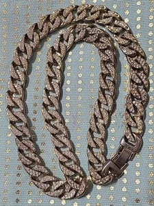 Herren Miami Cuban Link Zirkonia Halskette Hip Hop Kette vergoldet - Bild 1 von 4