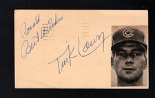 1954 TURK LOWN-CHICAGO CUBS AUTOGRAPHED  POSTCARD W/PHOTO-(d.2016)
