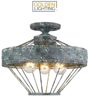 NEW Golden Lighting 7856-SF VP Ferris - 3 Light Semi-flush Mount-12.25" Tall - Image 1 of 2